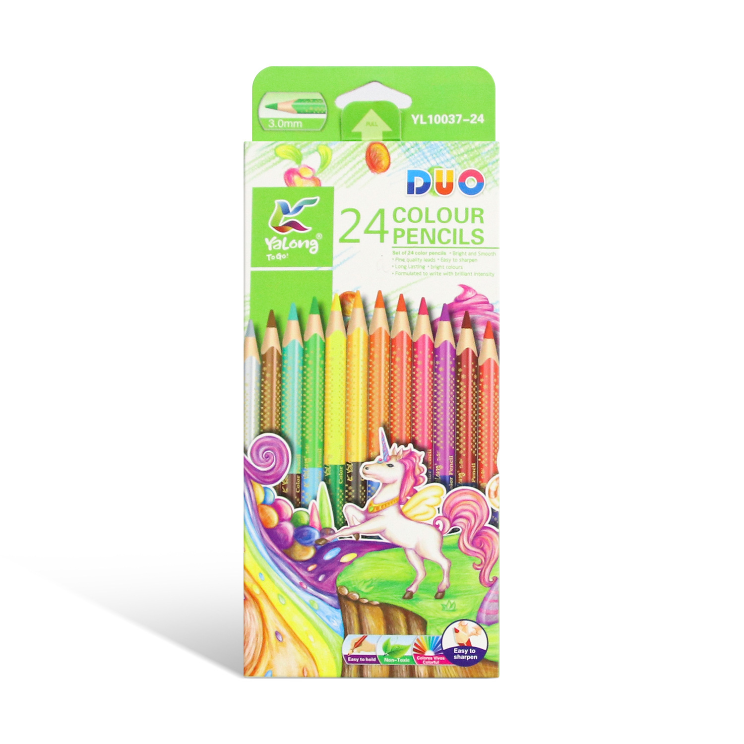 Yalong's new wholesale children's art products - 24-color double-headed colored wooden pencils for cross-border exclusive supply Specification image