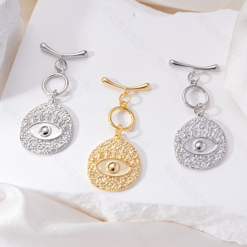 18k gold-plated color-preserving OT clasp at the end, Devil's Eye necklace clasp, DIY handmade necklace bracelet accessory material Specification image