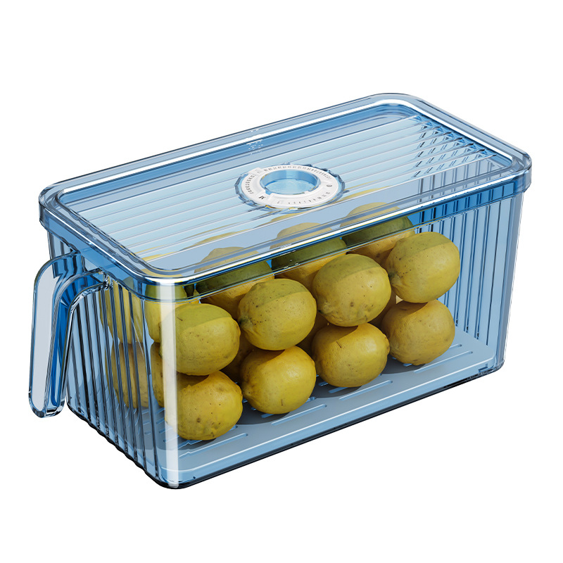 Kitchen refrigerator storage box, food anti-cross-contamination timing preservation box with handle, fruit and vegetable food-grade storage box Item Picture