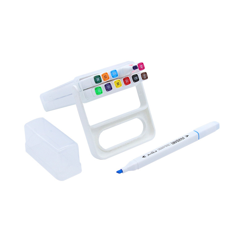 Yalong Cross-border Student Non-toxic and Safe student Art Supplies 12-color marker pens, colorful children's double marker pen covers details Picture