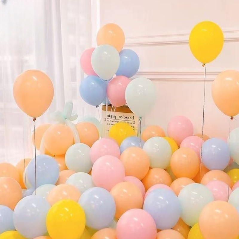 Macaron balloons, colorful mixed thickened balloons, children's first birthday scene decoration, atmosphere decoration balloons details Picture