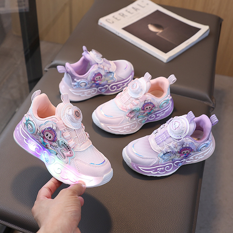 童鞋女童2025新款春季儿童双网面运动鞋中小童女孩老爹鞋子