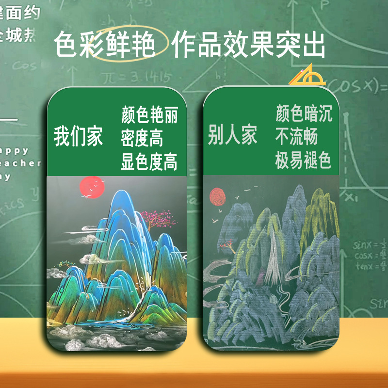 Colored chalk dust-free blackboard newspaper, teacher's multi-color chalk, children's hands won't get dirty, bright and colorful drawing chalk Specification image