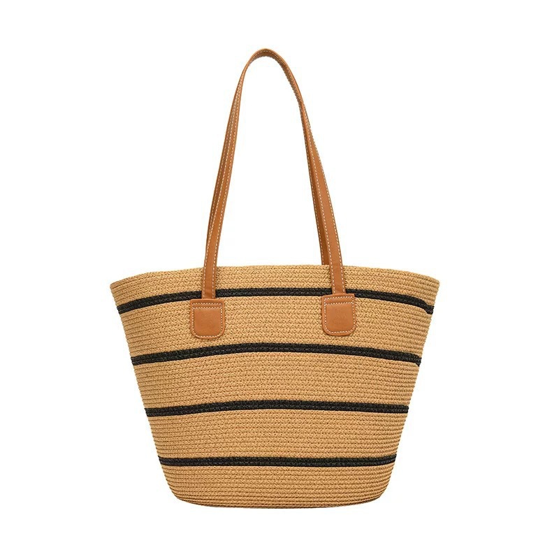 Cross-Border Straw Weaving Bag, Large-Capacity Cotton Rope Commuting Bag, Summer Women's Straw Weaving Bag, Simple And Casual Beach And Seaside Vacation Bag, Handcrafted Straw Weaving Bag Item Picture