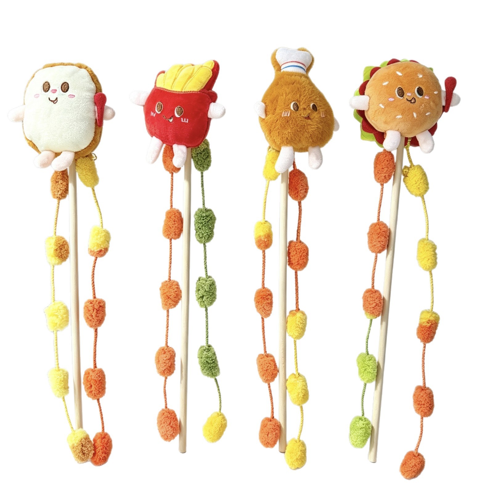 Pet plush and cute cat toy, 44cm long and thick cat toy stick, interactive and boring pet supplies, cat toys Item Picture