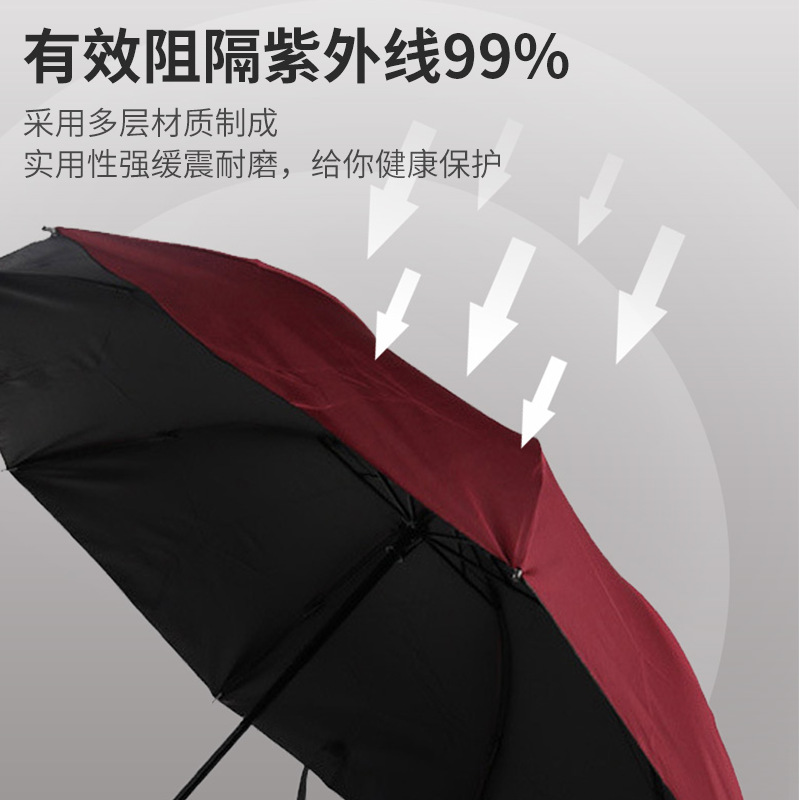 便携防紫外线折叠雨伞黑胶遮阳全自动三折伞简约户外广告太阳伞详情图3
