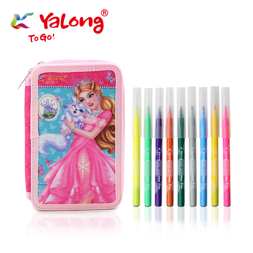 Yalong Cross-border's latest 3-layer pencil case set of 8 items, design stationery, student art and drawing set, school supplies Specification image