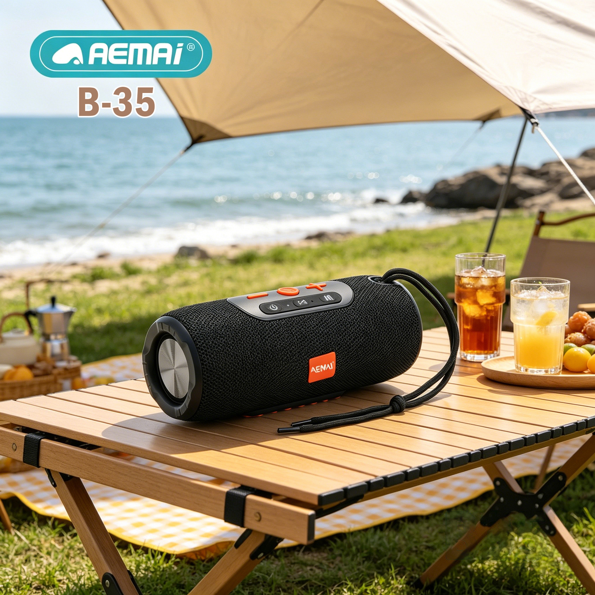 AEMAI's new bestseller, the cross-border B35 Bluetooth speaker, is a wireless subwoofer for export. It features high-quality sound with buttons and portability Application Scenario
