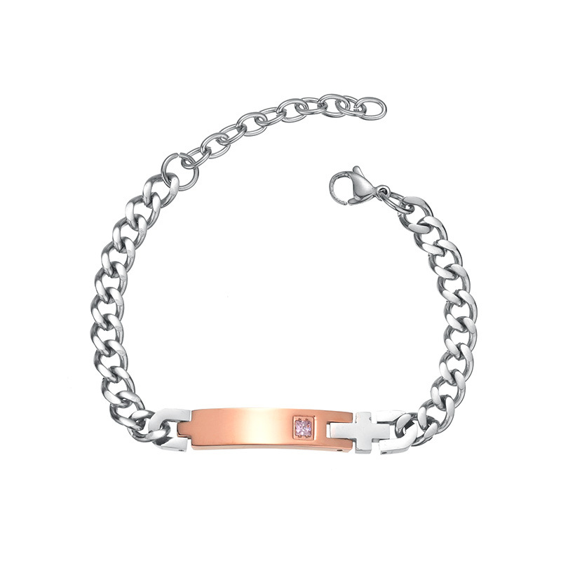 Cross-border e-commerce jewelry wholesale, European and American best-selling titanium steel zircon couple bracelets, blank and engraved, factory wholesale Application Scenario