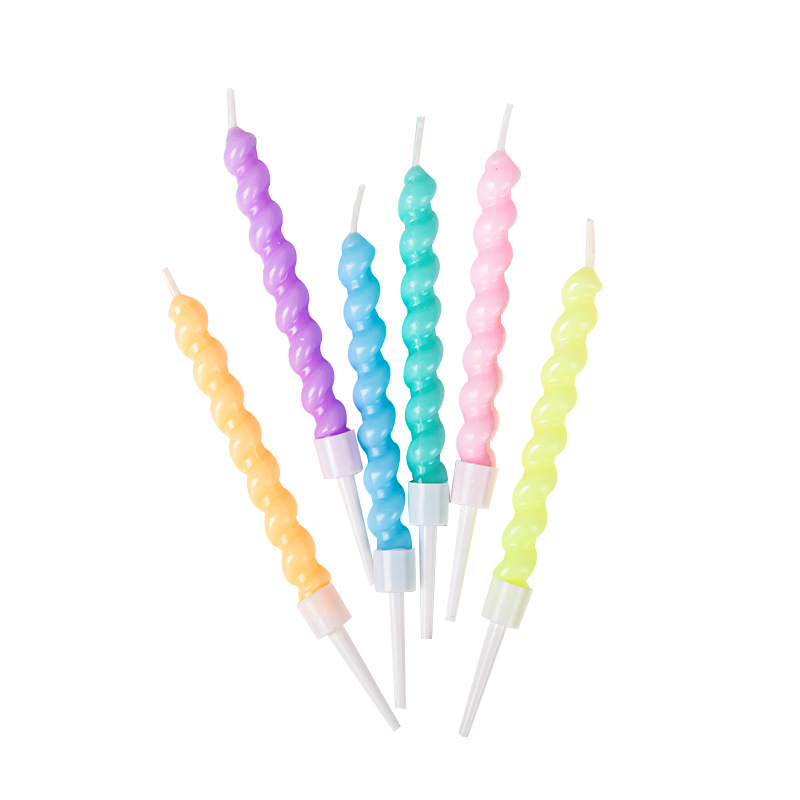 Twisty threaded birthday candle macaron cute curved spiral candle Candy cake baking decoration plug-in Specification image