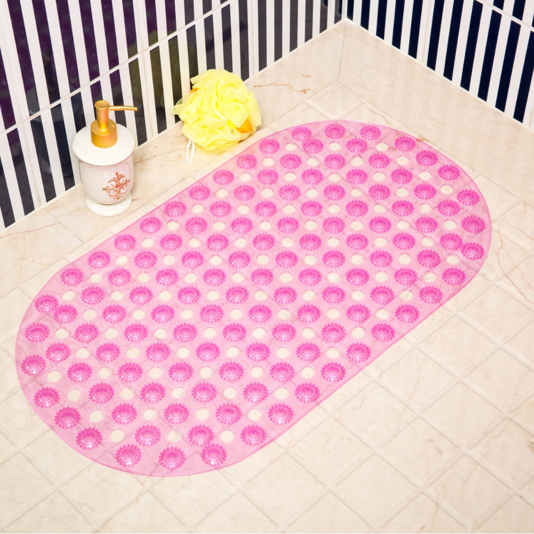 Anti-slip bathroom mat D-01, transparent oval dot bead bath mat, massage mat, hollow suction cup bathroom foot mat