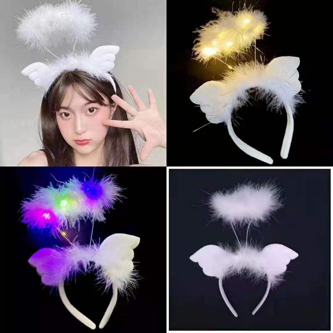 圣诞天使翅膀发光韩国发箍舞台节日头饰发箍女童韩国可爱公主