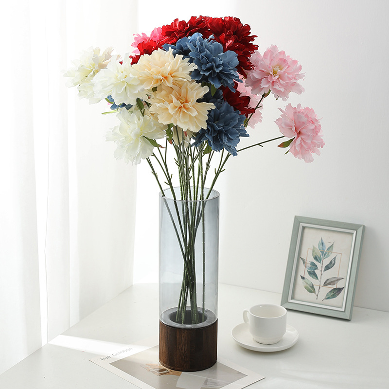 单支绢布仿真3头芙蓉花室内装饰客厅餐厅花瓶插花造景厂家批发