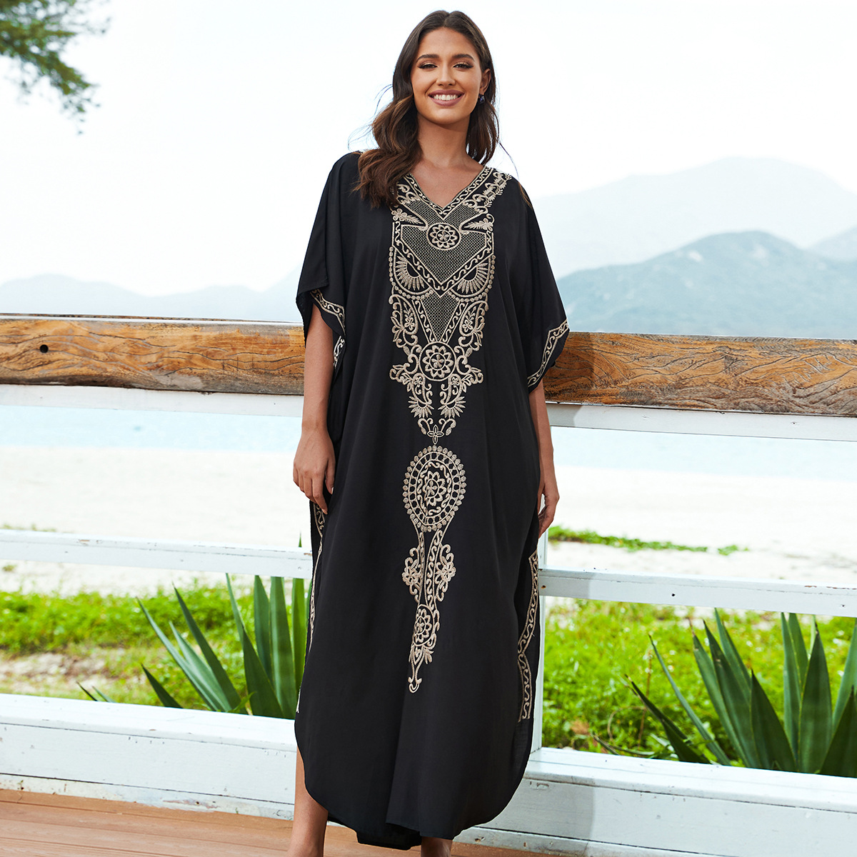 沙滩罩衫长袍度假裙跨境23124