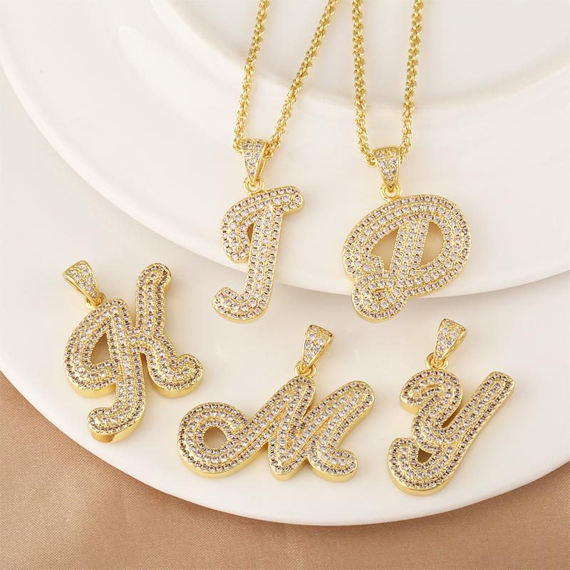 Amazon's best-selling 26-letter copper-plated, simple yet sophisticated hip-hop pendant manufacturer wholesale details Picture