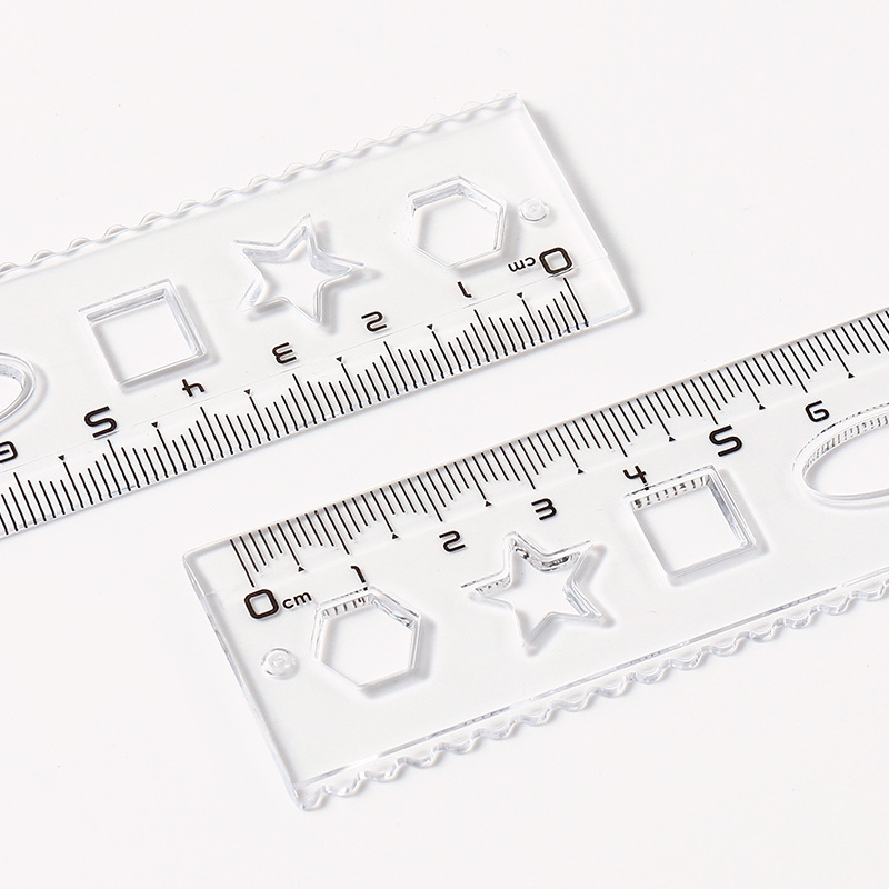 Clear scale geometric ruler with wavy line grid ruler, plastic 20cm, student measuring tool, curve drawing circle Specification image