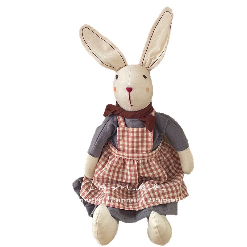 New Korean version of ins rabbit doll, plaid apron, children's soothing doll, fabric toy, birthday doll gift Item Picture