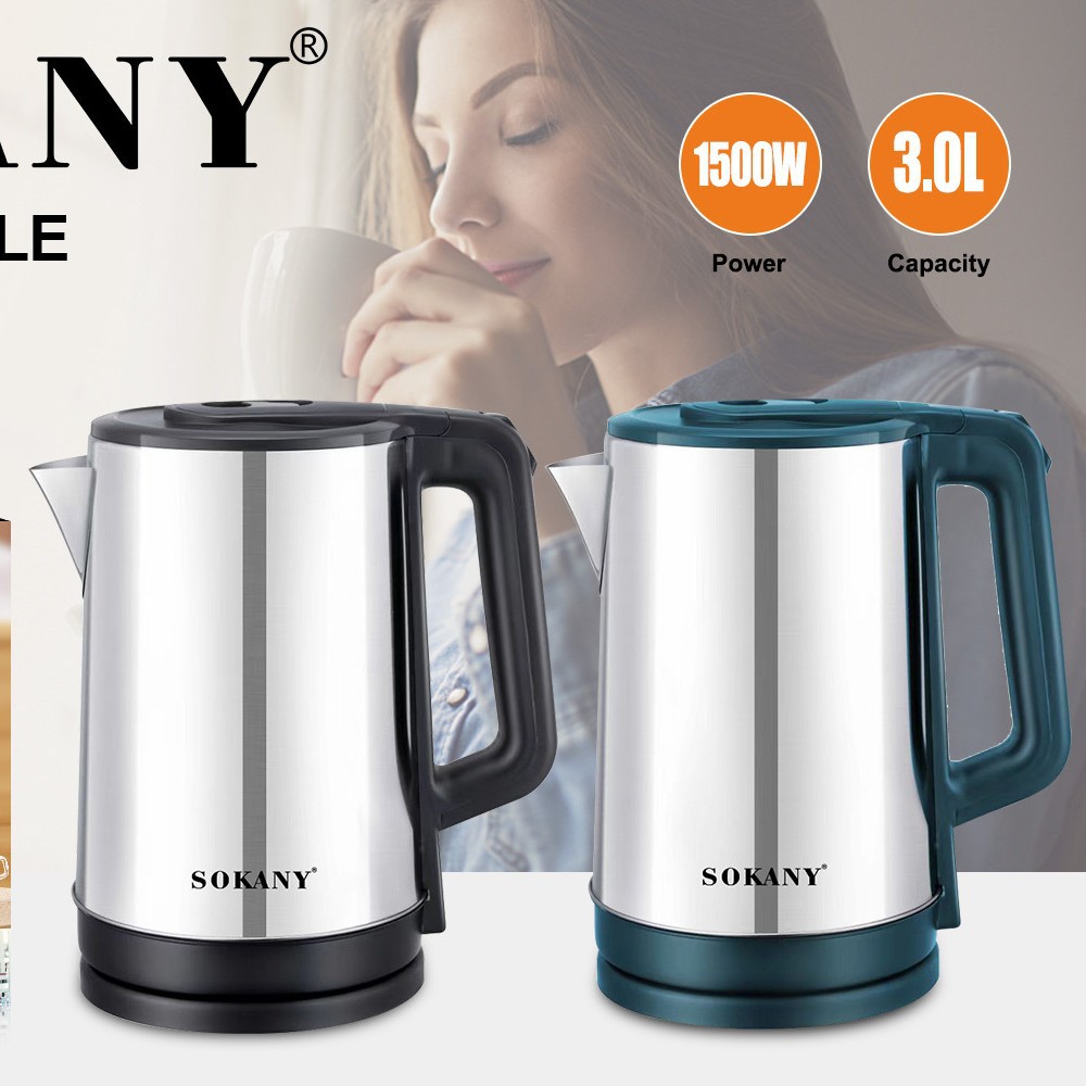 Foreign trade SOKANY1060 Electric KETTLE, 3L boiling kettle, household automatic power-off stainless steel kettle details Picture