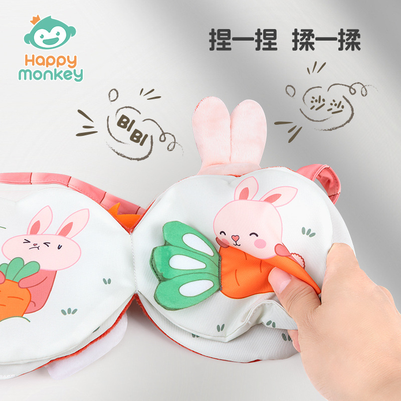 Happy monkey, unbreakable Early Education and Intelligence 3D Cloth Book, baby's cognitive plush animal toy with alarm clock Specification image