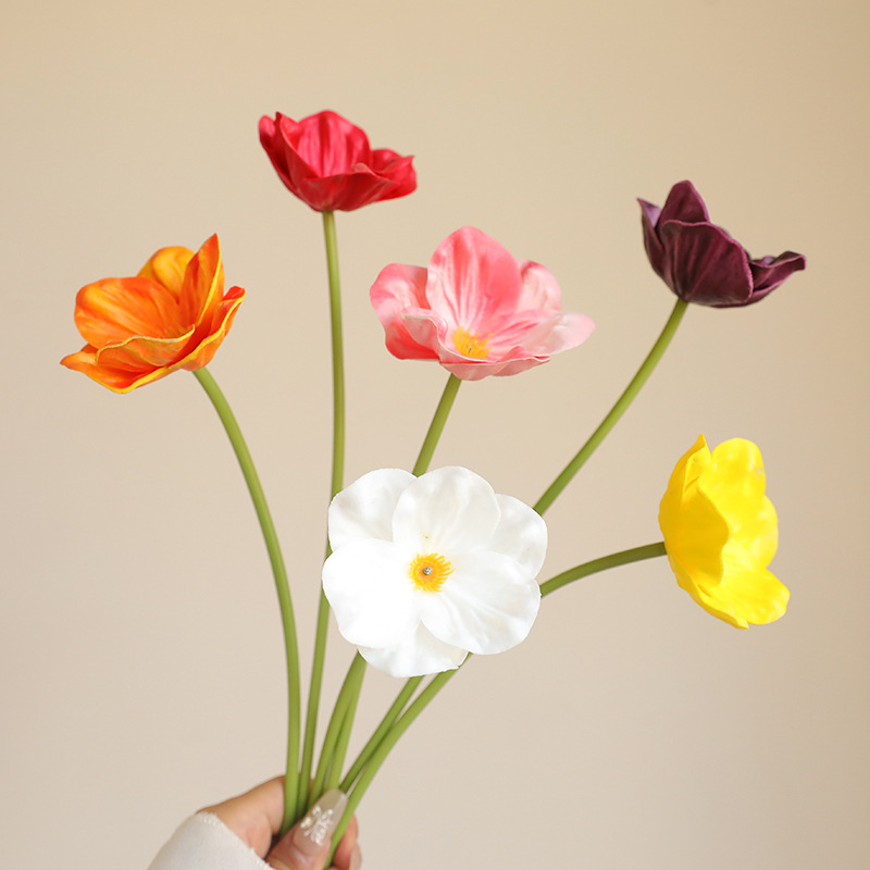 Cross-border simulation new PU mini artificial flower, artificial flower poppy home decoration model room flower arrangement Specification image