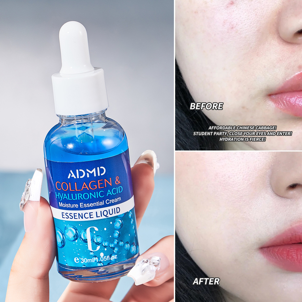 【 English Version Exclusively for Foreign Trade 】 Wholesale of Collagen Moisturizing Essence for Deep Moisturizing and Repairing the face Application Scenario
