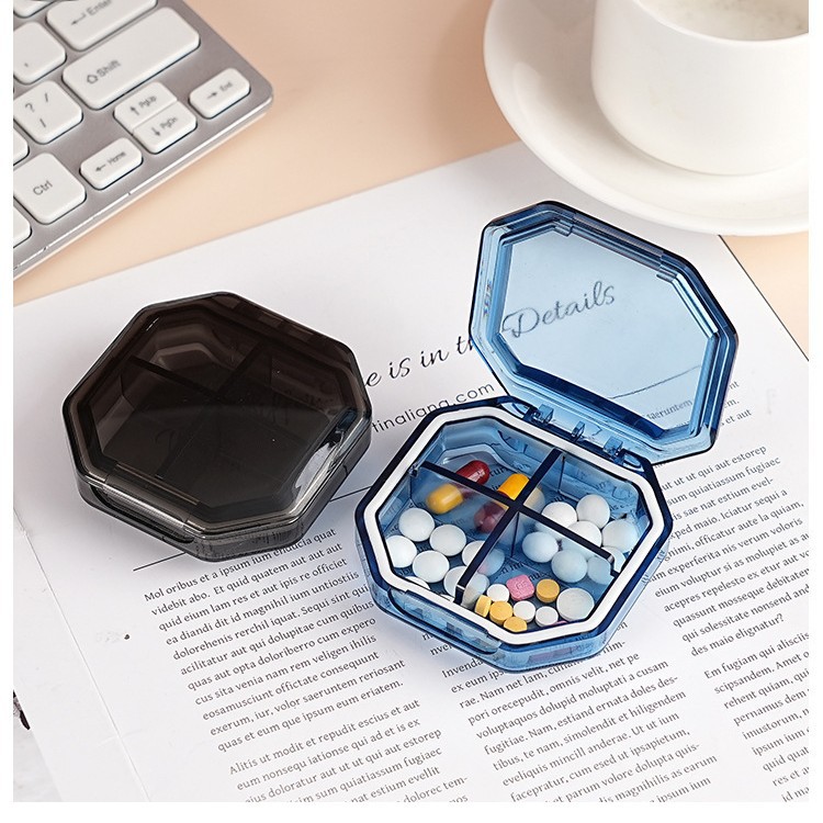 A new Nordic-style portable mini compartment-sealed large-capacity one-week morning and evening pill and capsule dispensing box
