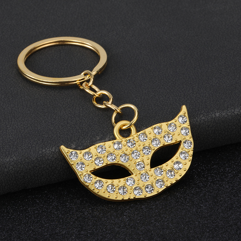 韩版镶钻万圣节半脸面具创意女式化妆舞会面具钥匙扣派对装扮挂件产品图