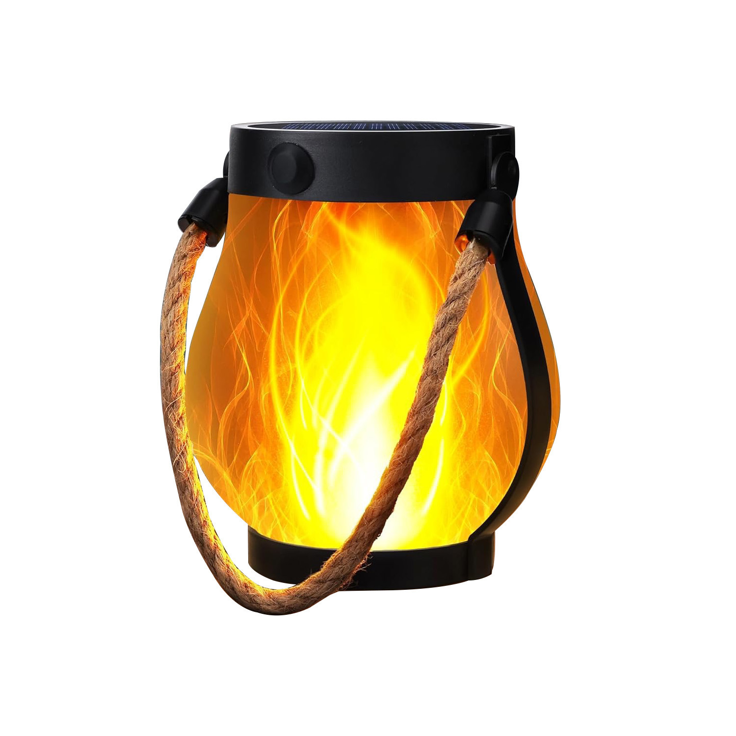 Luz de llama solar transfronteriza linterna de cuerda de cáñamo decoración de jardín patio mason luz solar usb patio Item Picture