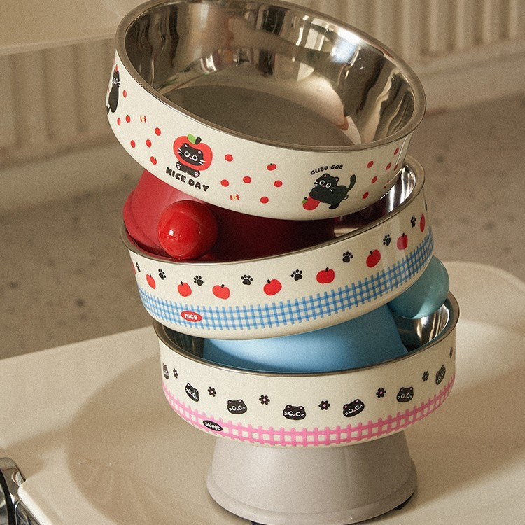 Cute cat-patterned pet food bowl, pet supplies, feeding bowl, pet bowl, pet food bowl, pet water dispenser, suitable Specification image