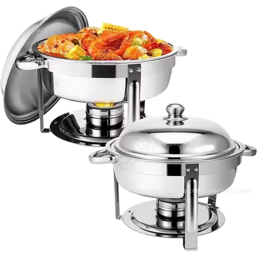 Cross-border stainless steel buffet stove, hotel insulated stove, restaurant golden round alcohol stove, food heater Application Scenario