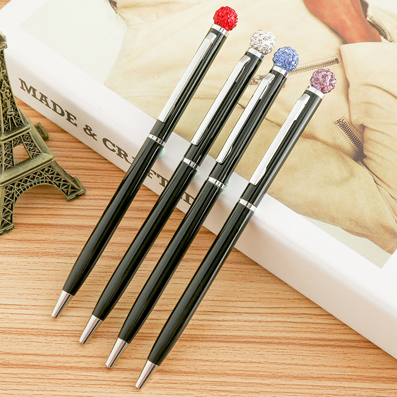 2023 New Creative multi-color diamond ball metal Ballpoint pen, student gift advertising pen, cross-border best-selling signature pen details Picture
