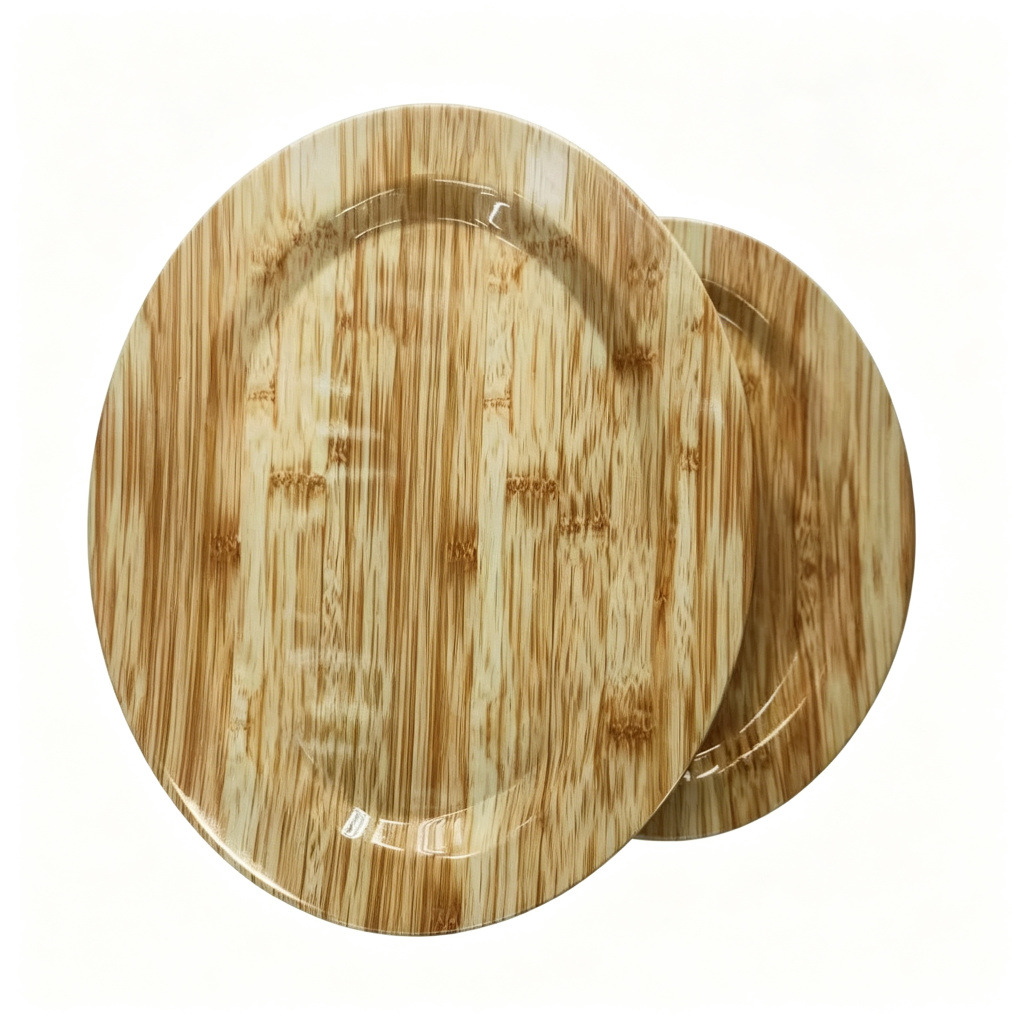Melamine tableware, plastic plates, wood-grain brown, hotel commercial plates, serving plates, bread plates, wholesale and processing, customized Application Scenario