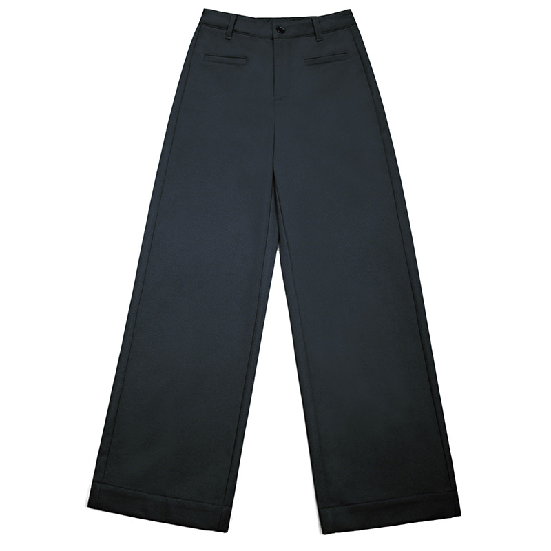 The new navy blue casual women's trousers that accentuate the legs, make them look straight and slim, with a simple and versatile design at the back Item Picture