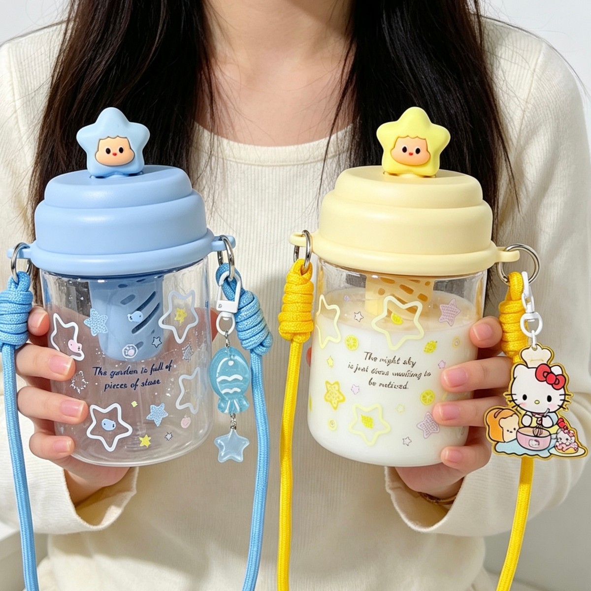 Summer girls' straw water cup tritan large capacity 2026 New model student simple ins high appearance level portable cup