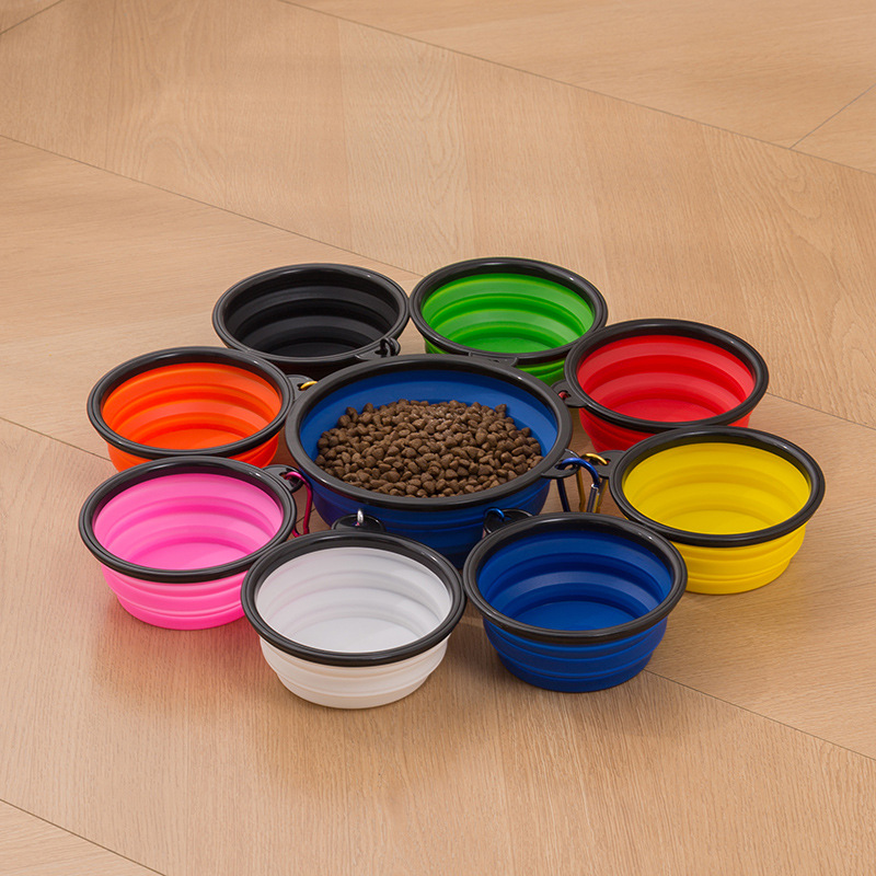 Pet supplies: two-in-one food bowl, dog bowl, drinking bowl, silicone folding bowl, portable outdoor travel telescopic bowl details Picture