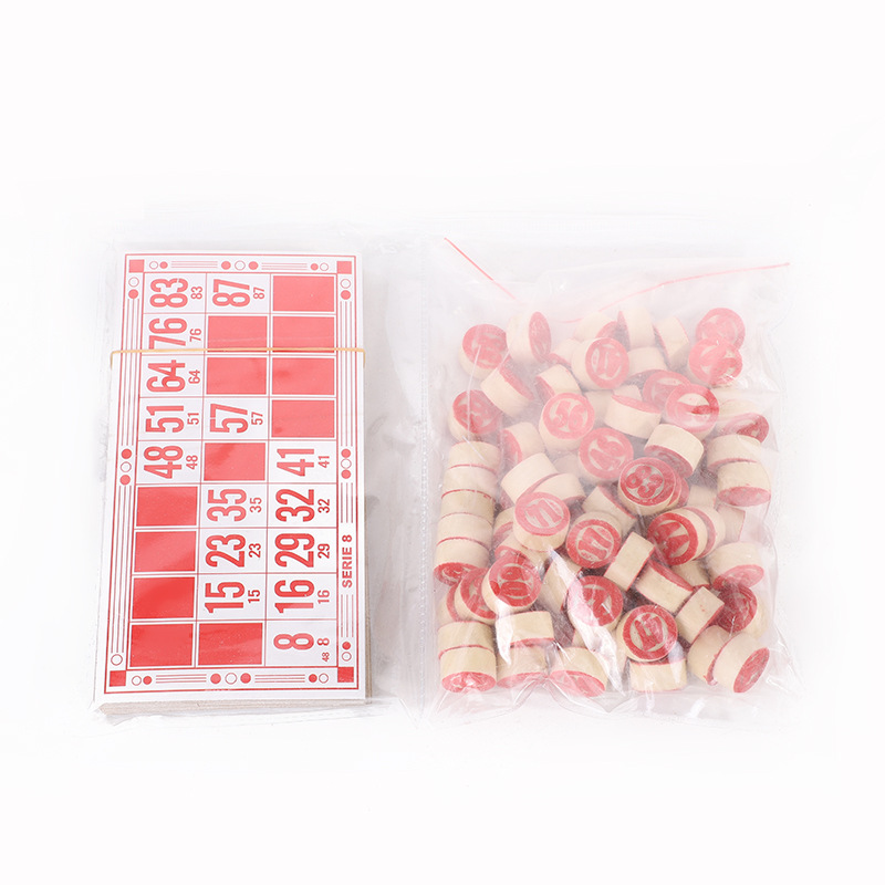 木质90颗双面数字棋48张卡片BINGO棋宾果乐透棋数字游戏棋宾果棋
