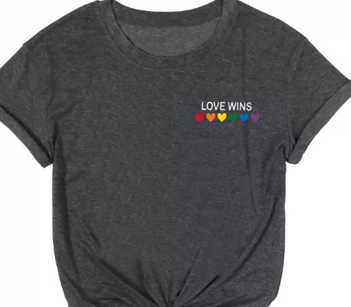 A heart-shaped printed cotton T-shirt for women in foreign trade on the cross-border e-commerce platform Yama details Picture