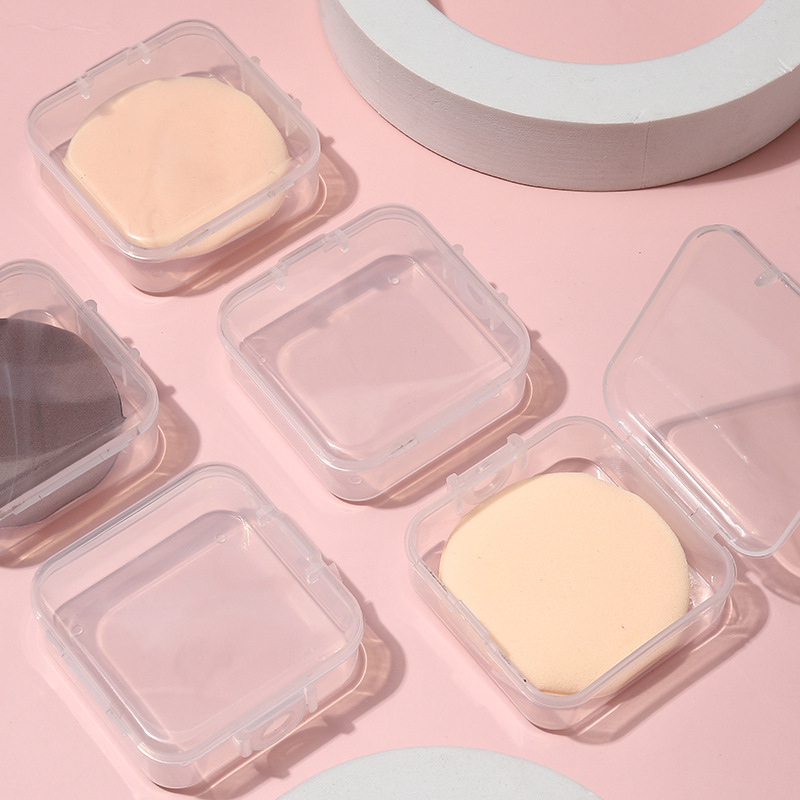Square Powder Puff Storage Box, Mini Portable Transparent With Lid, Dust-Proof Small Cosmetic Plastic Box, Pp Material Wholesale Application Scenario