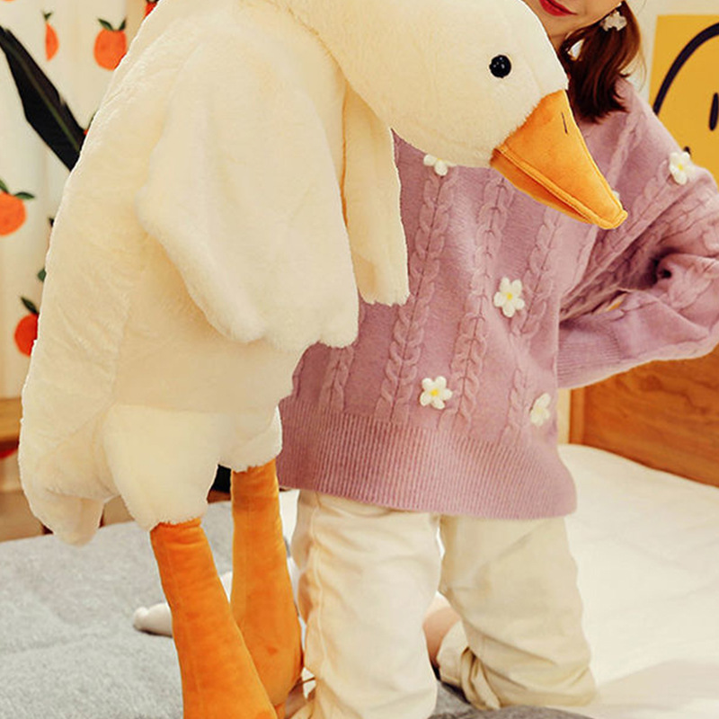 The new popular big white goose pillow, a long sleeping pillow, a sleeping doll, a gift for children and girls, and a big goose plush toy details Picture