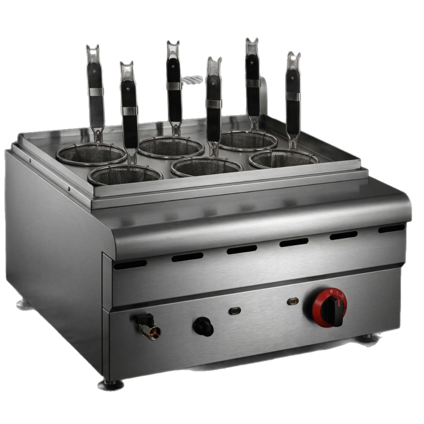 Desktop gas six-head noodle cooking stove, noodle cooking machine, cooking stove wholesaler, commercial stall catering equipment, breakfast shop Item Picture