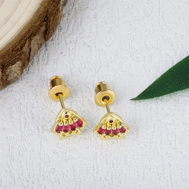 Cross-border best-selling fashionable European and American style cute cartoon stud earrings, fashionable zircon inlaid simple earrings and accessories wholesale Specification image