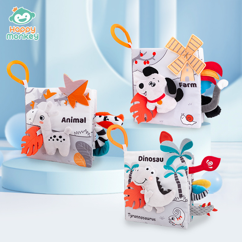 Happymonkey 3D Tail Cloth Book is a tear-resistant baby visual grasping perception training toy with teething rings