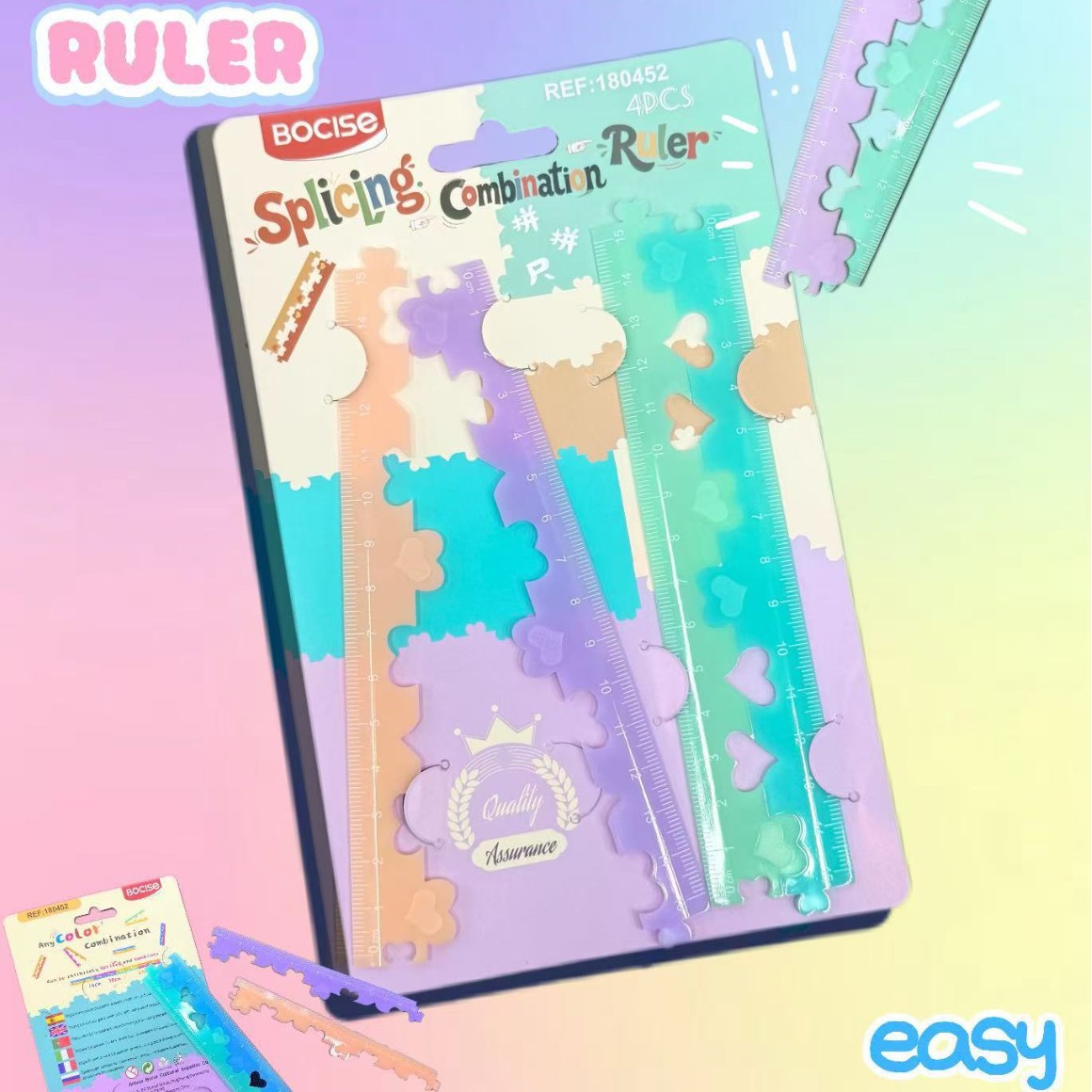 Student drawing 15cm ruler, fun building ruler, 30cm ruler in stock, EMO, LOGO printable, Yingcai stationery
