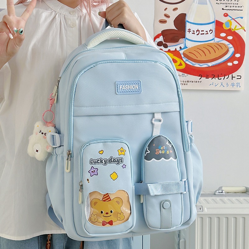 The new Korean-style large-capacity backpack is fashionable and trendy. The schoolbag is versatile and stylish. The student backpack has a high level of appearance Specification image