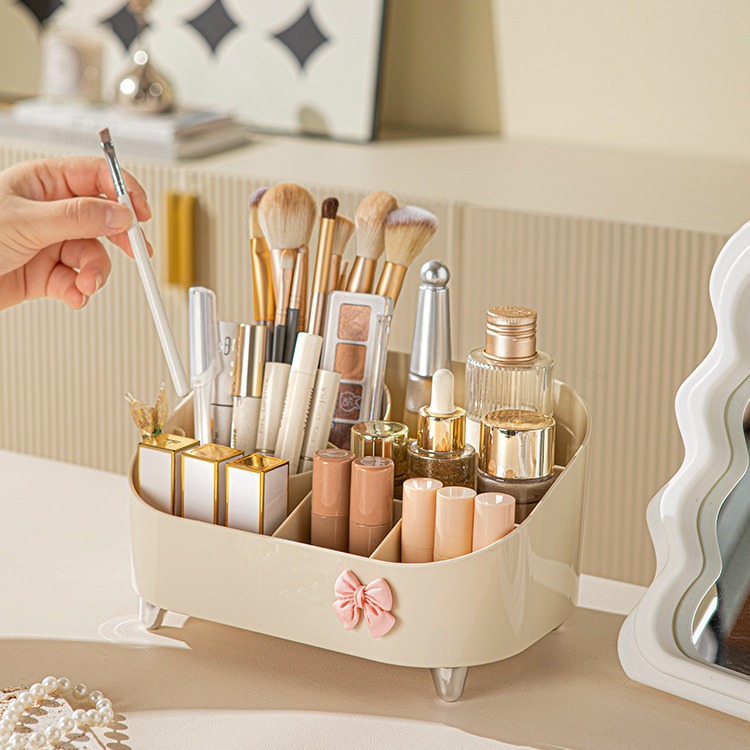 Cosmetic storage box, home dressing table, modern light luxury style, large-capacity skin care product storage, multi-functional compartments Specification image