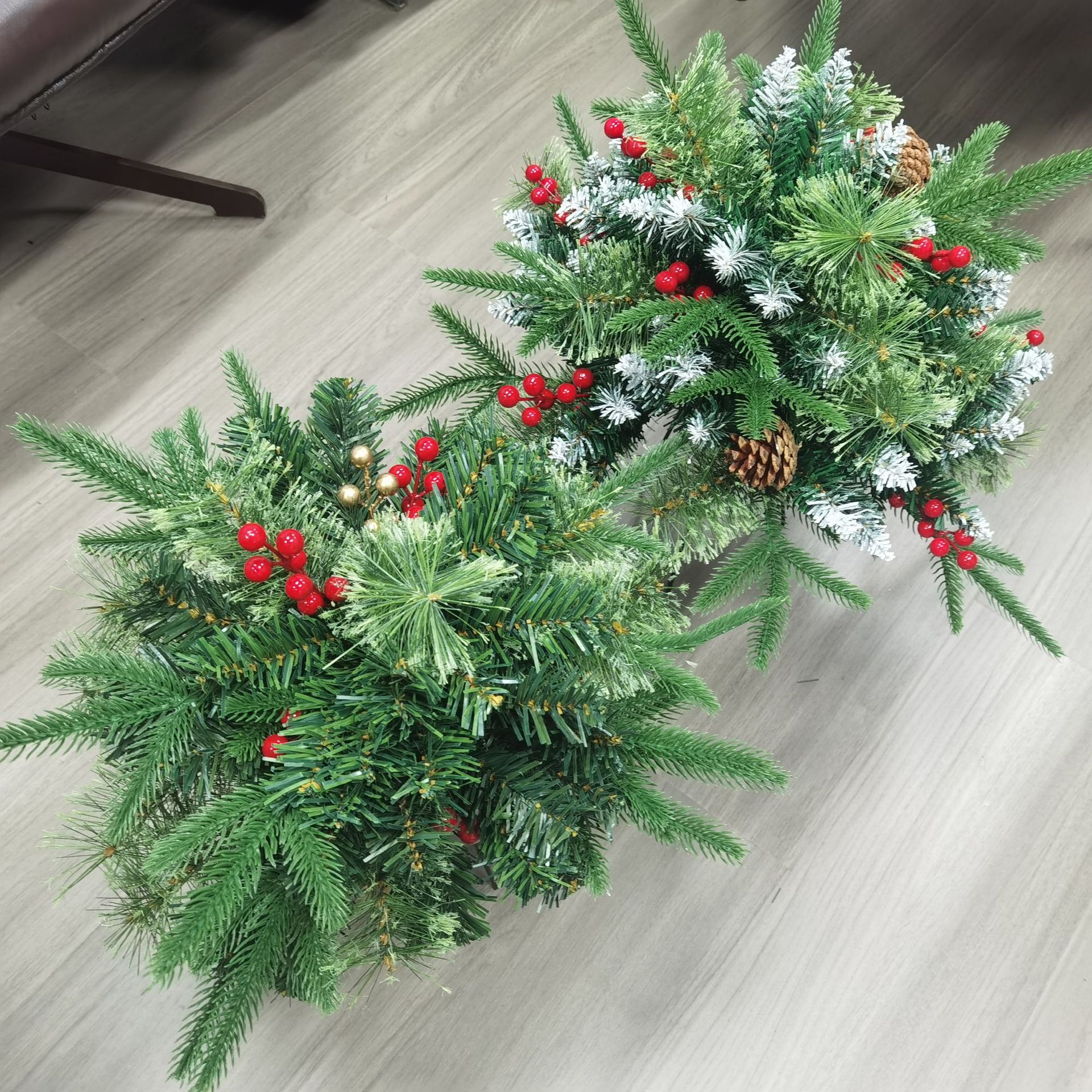 跨境爆款蘑菇户外庭院地插圣诞树套餐 加灯圣诞节花环藤条装饰品产品图