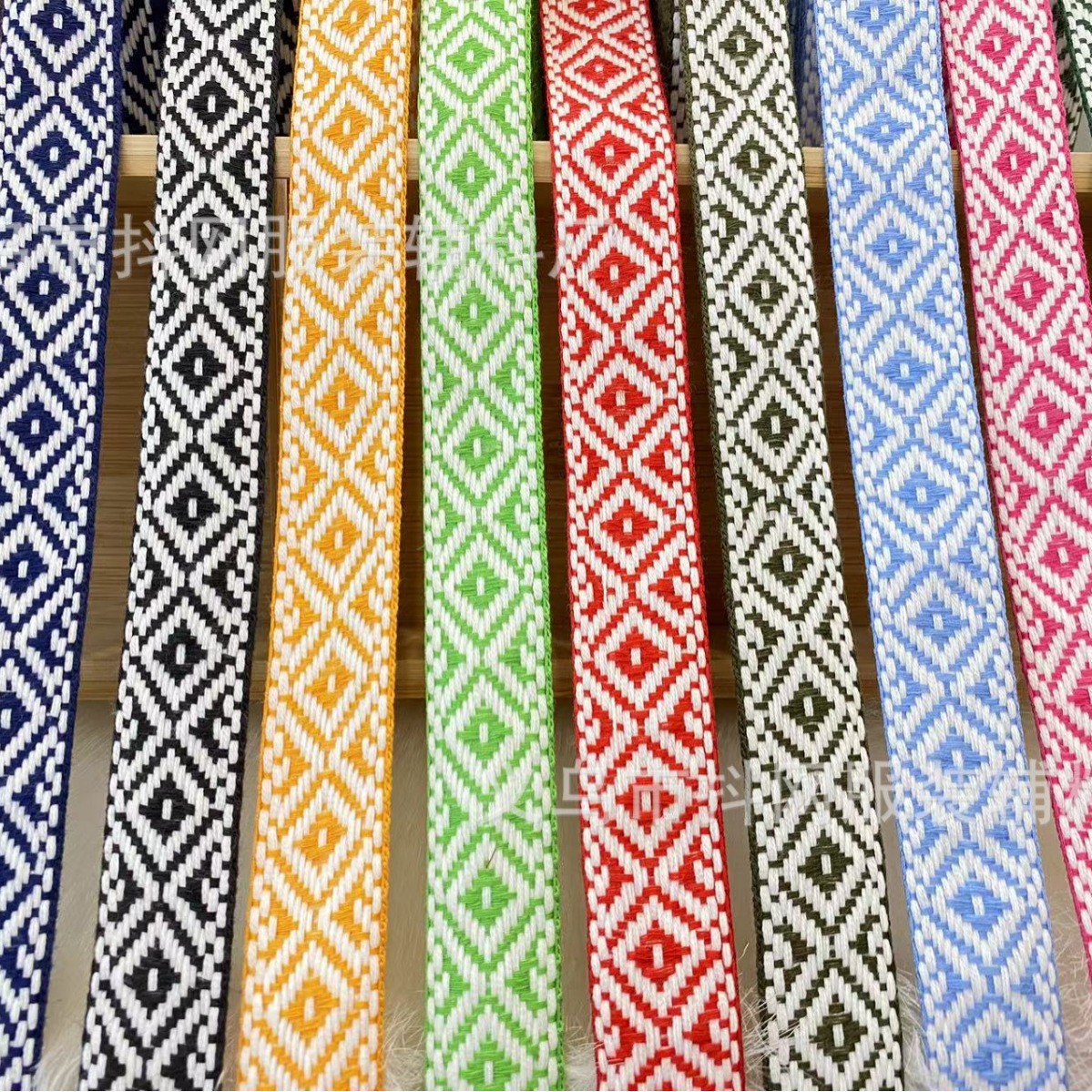 2.3cm pure cotton diamond-shaped striped fashionable handcrafted DIY bow webbing performance costume accessories home textile weaving details Picture