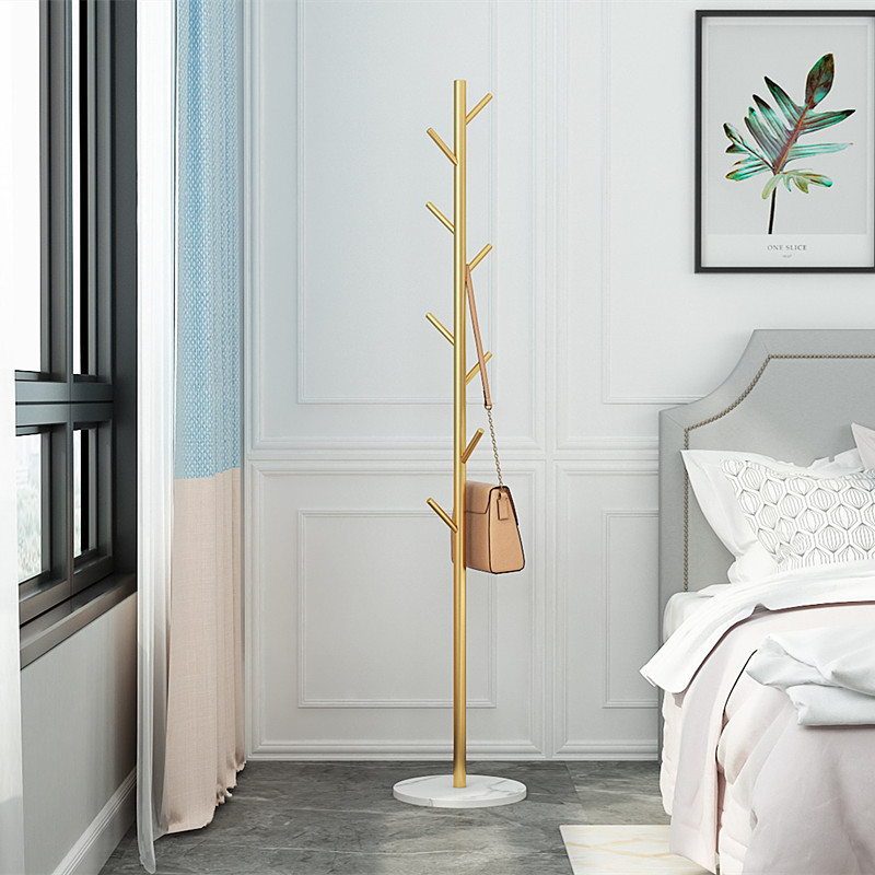 Floor-standing light luxury single-pole hanger for storing bags and clothes, Nordic floor-standing bedroom home simple hanger details Picture
