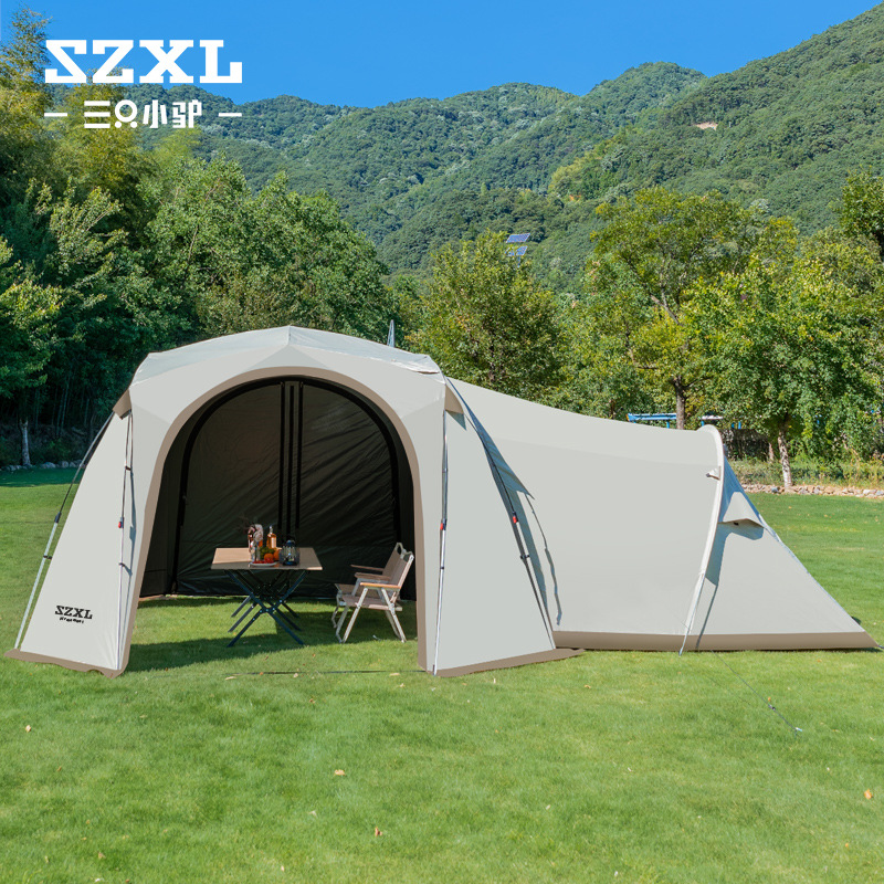 Titanium black rubber mountain pavilion automatic tent, outdoor inflatable tent canopy, waterproof and windproof details Picture