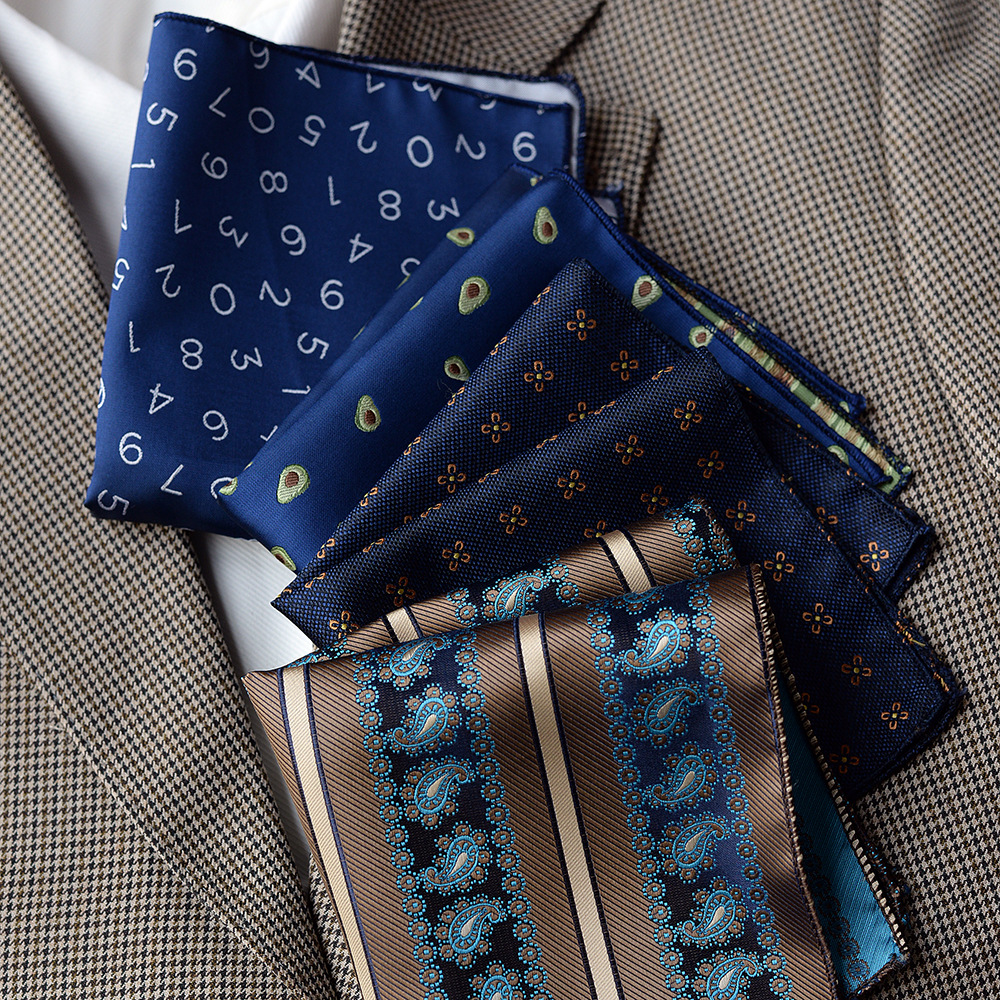 Cross-border new men's suit decoration pocket square, small square square, patterned formal dress chest square, silk scarf, groom's chest square, handkerchief Specification image